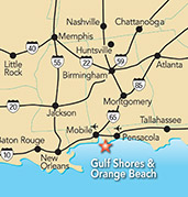 Regional Map of Gulf Shores and Orange Beach, Alabama