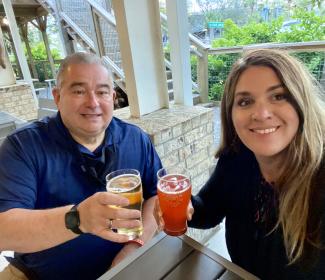 Father and daughter having a beer at Big Beach Brewing Company
