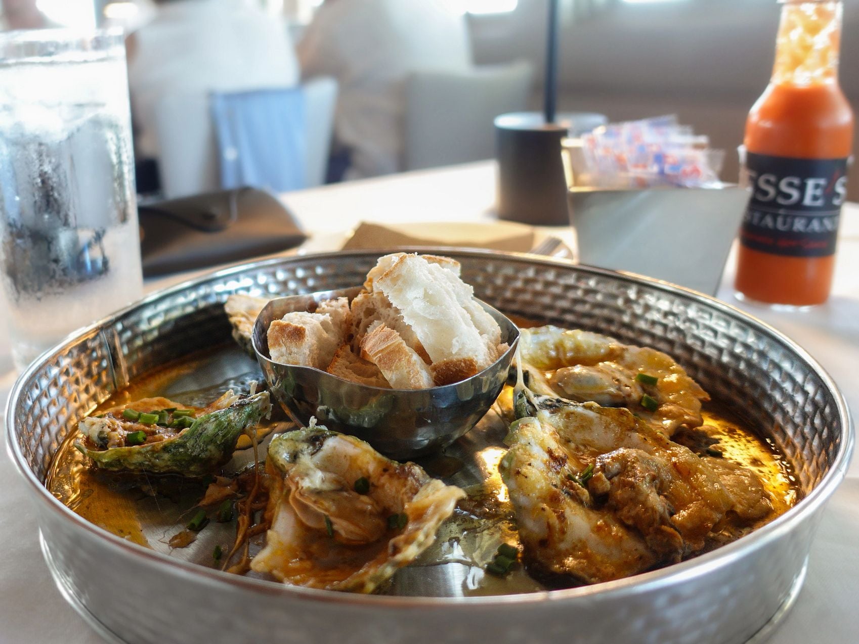 Chargrilled oysters at Jesse's on the Bay waterfront restaurant in Fort Morgan