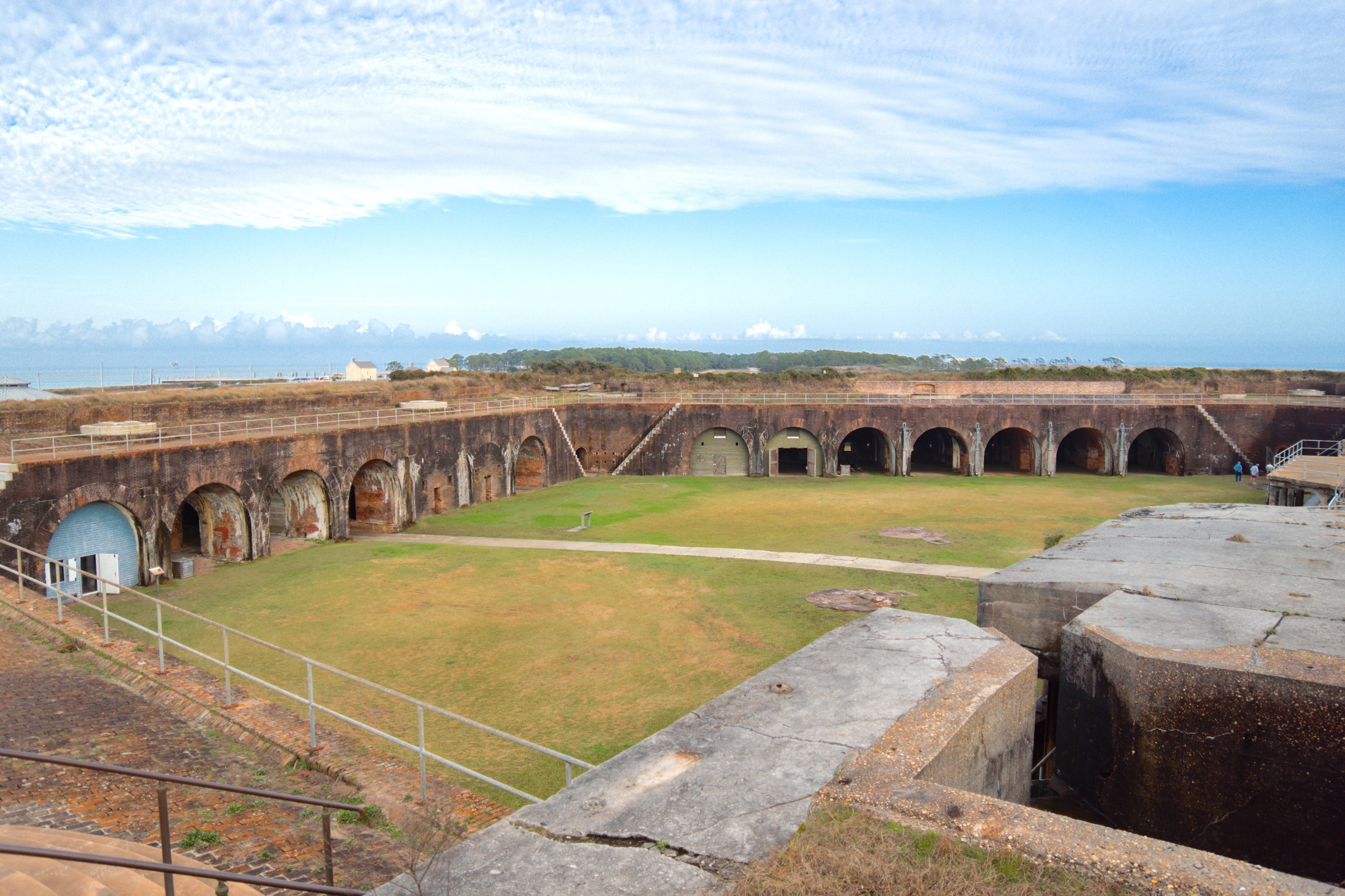 Aerial view of Historic Fort Morgan attraction in Gulf Shores