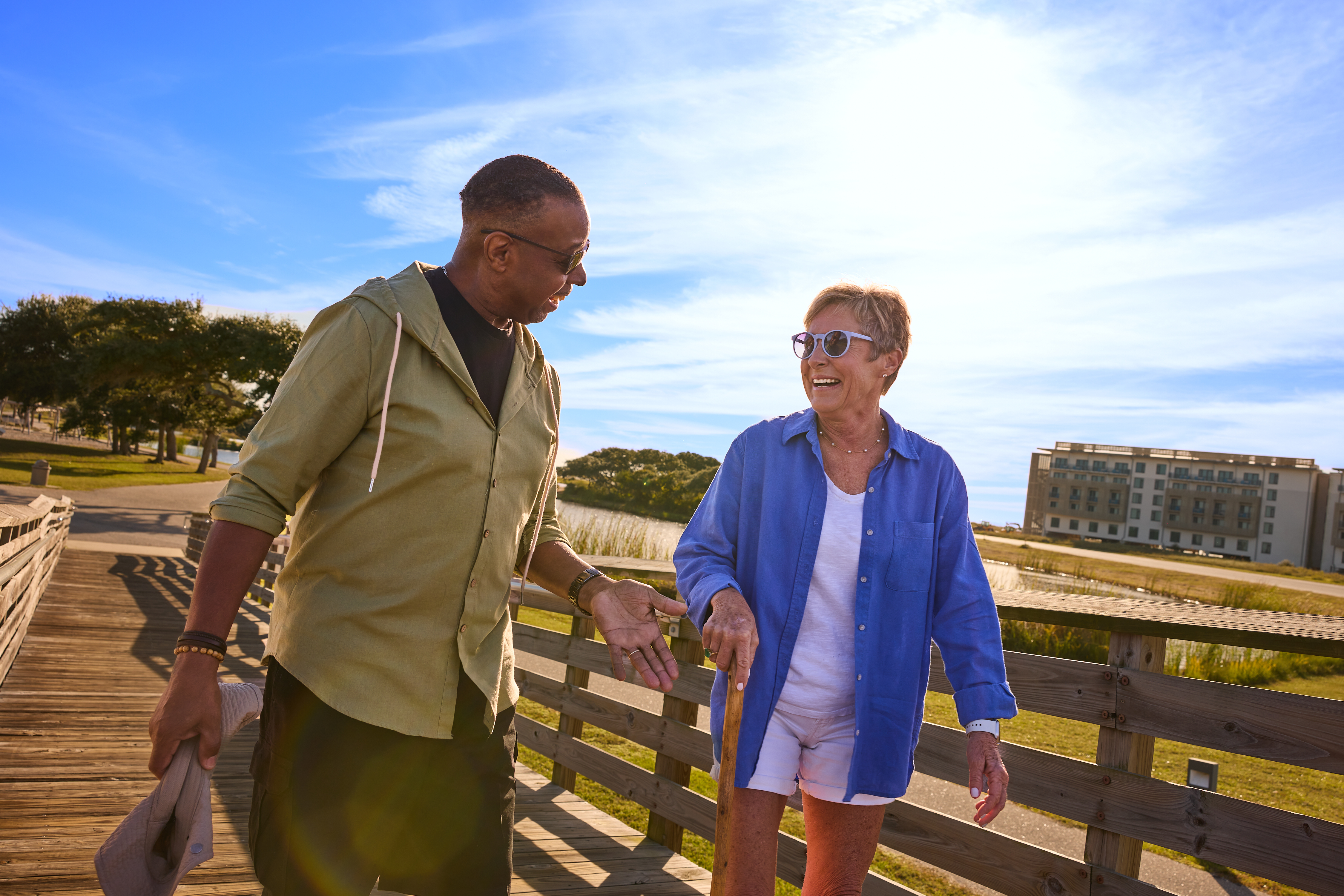 Snowbirds walking in the Gulf State Park on Alabama's Beaches
