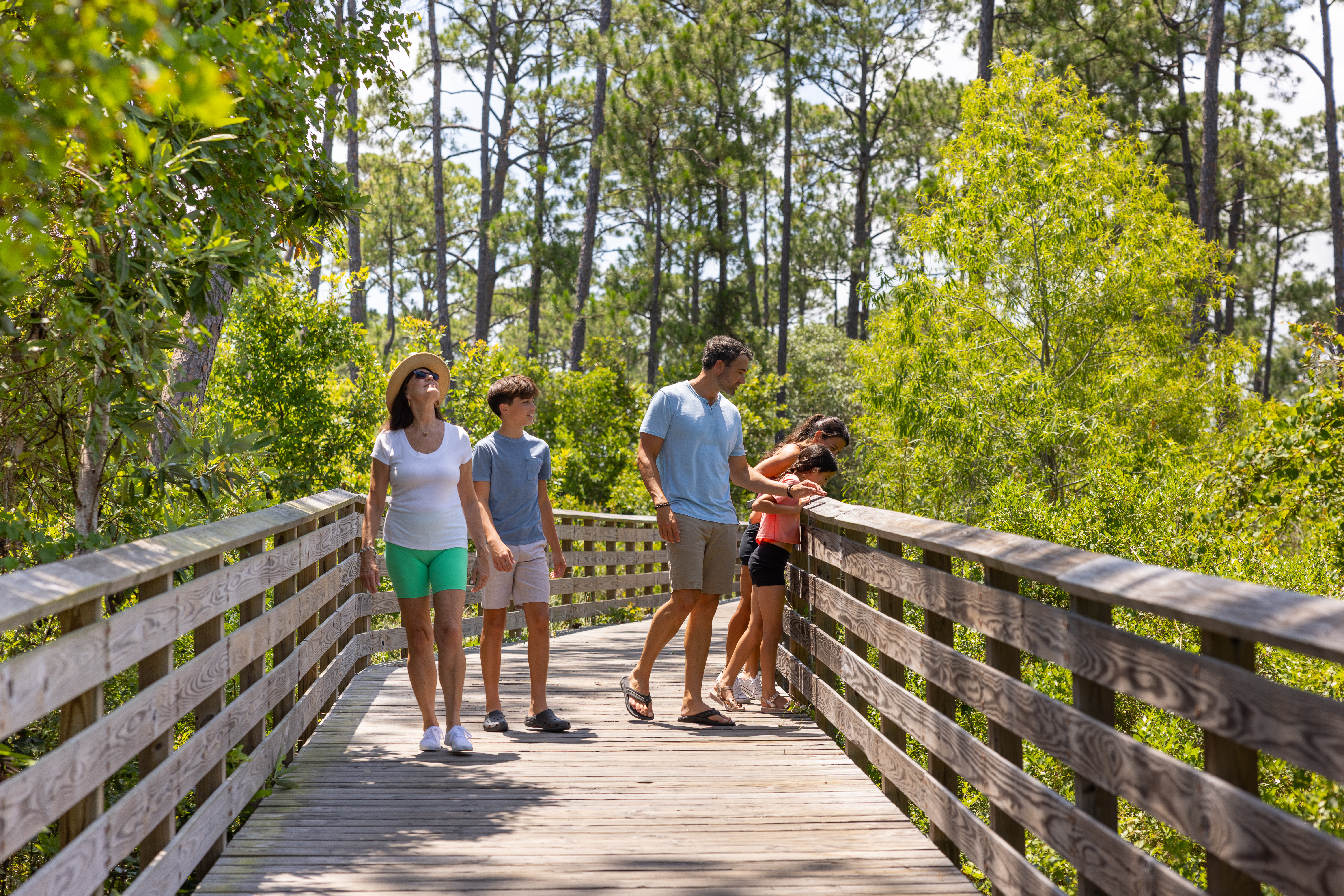 Family walking along the trails in Gulf State Park