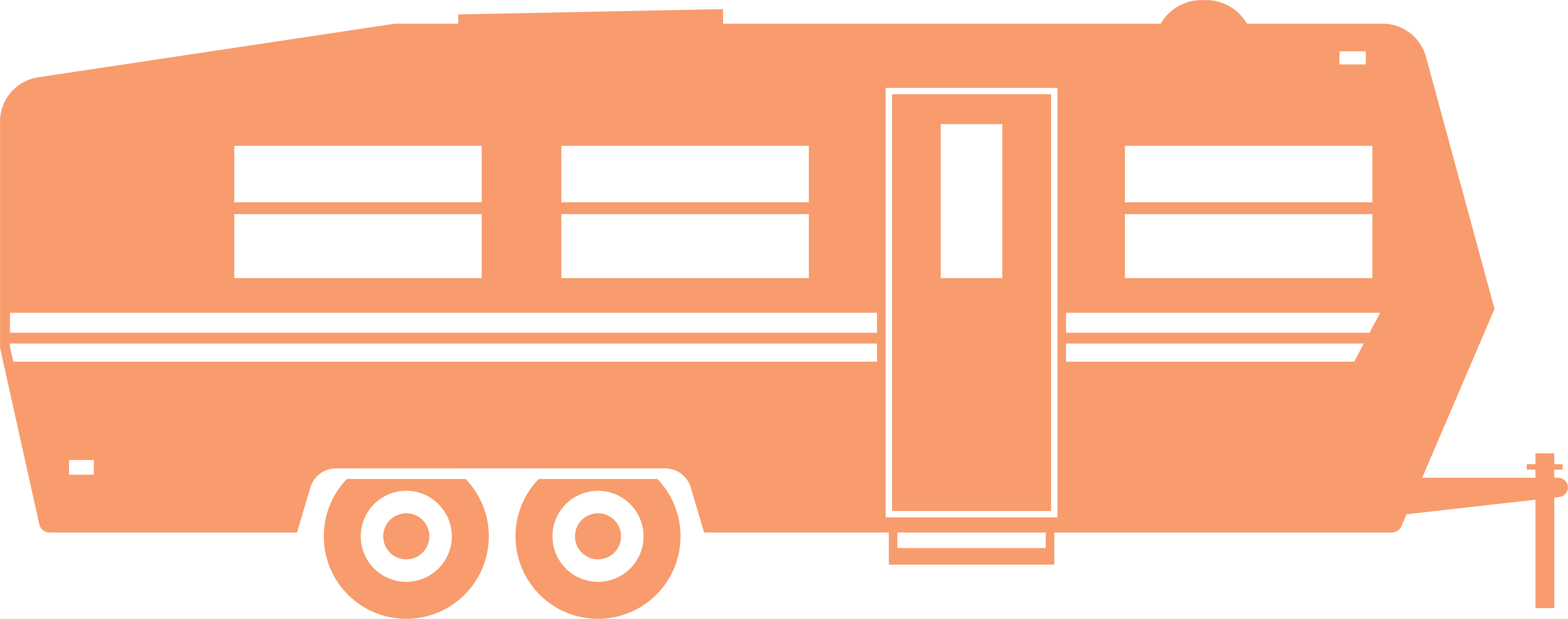Orange graphic of an RV