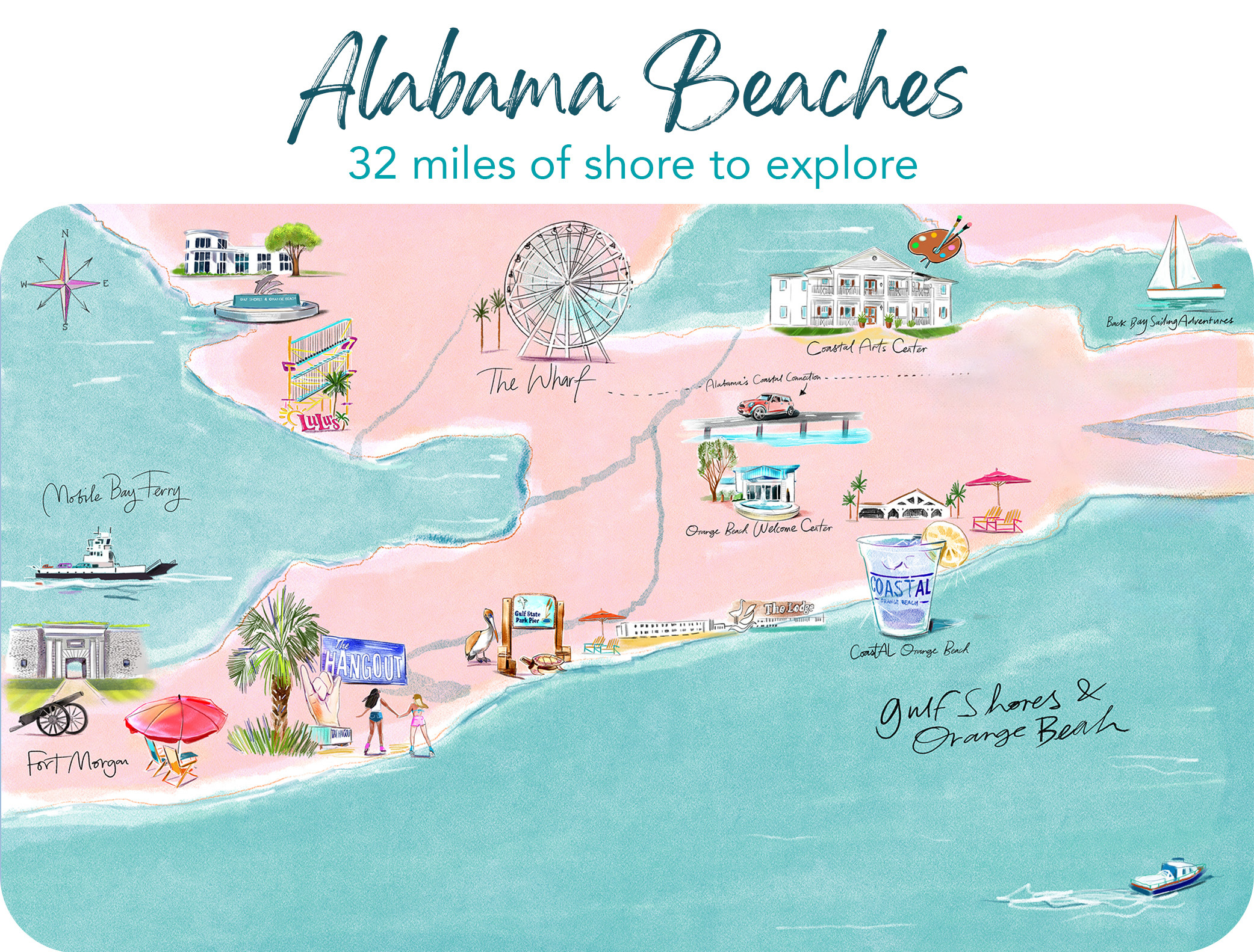 Map of Gulf Shores and Orange Beach - Illustrated 