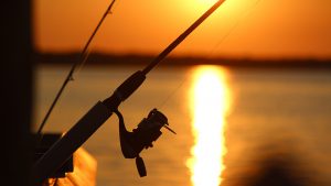 Fall onshore fishing sunset