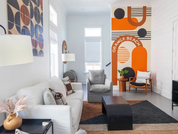 Cute living room in a vacation rental home at Beach Village Resort in Orange Beach