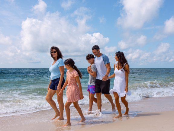 family on beach