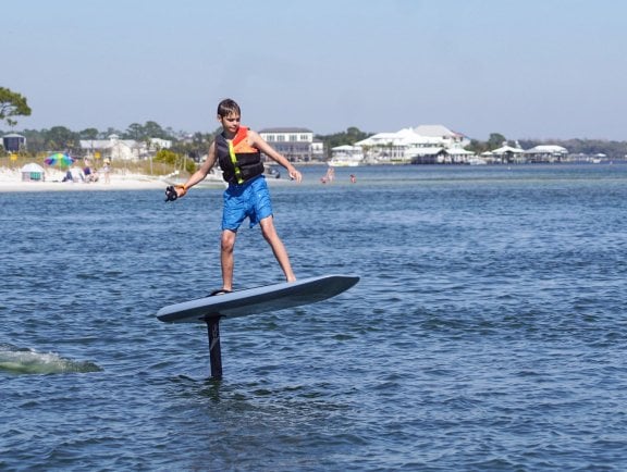 boy efoiling watersport in orange beach