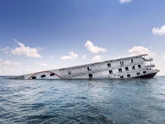 Argosy VI casino ship being sunk off the coast of Orange Beach