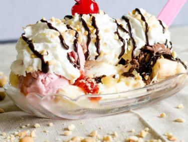 banana split from Matt's  Ice Cream  Gulf Shores AL