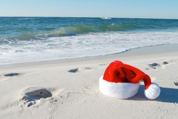 Santa Hat on Alabama's white sand beaches