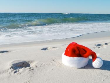 Santa Hat on Alabama's white sand beaches