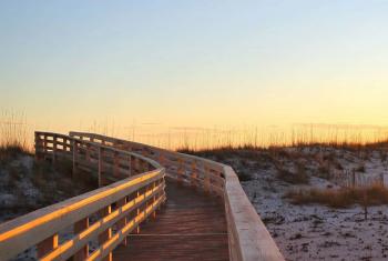 Boardwalk at sunset in Gulf Shores, Alabama
