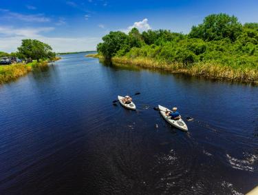 Couple kayaking at Gulf State Park in Gulf Shores, AL