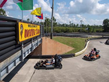 Family fun on the Go-Karts at Adventure Island in Orange Beach