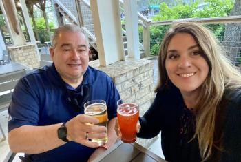 Father and daughter having a beer at Big Beach Brewing Company