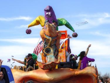 Shrimp Mardi Gras float at the Gulf Shores parade