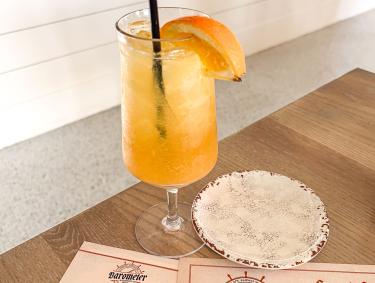 Cocktail on the table at Waterfront Grille restaurant in Orange Beach