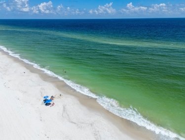 Aerial view of Alabama Point beach access in Orange Beach