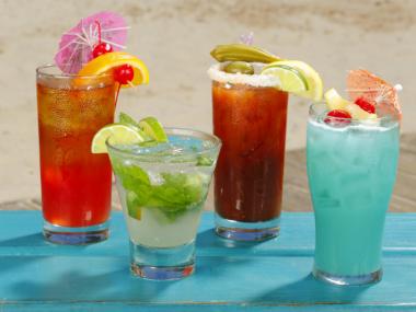 colorful drinks in orange beach