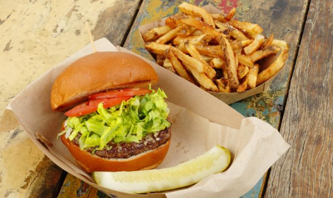 burger and fries at The Gulf  Orange Beach AL