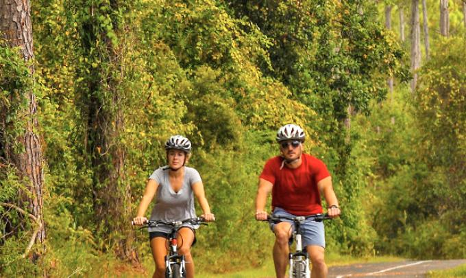 Biking along Hugh S.Branyon Backcountry Trail in Orange Beach