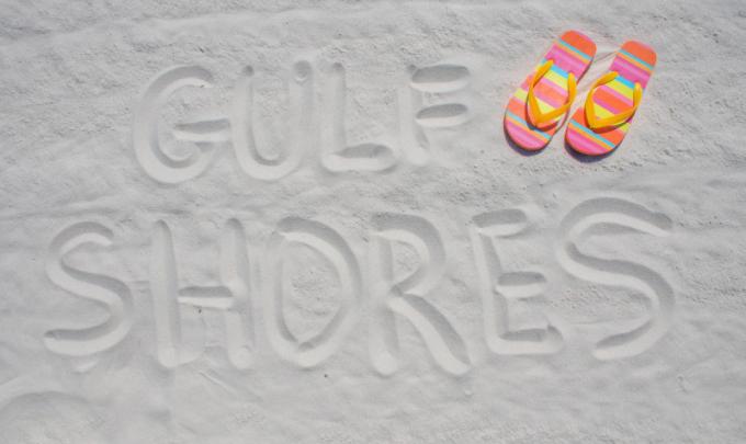 Gulf Shores written in the sand  Gulf Shores AL