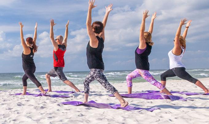 Yoga Class on Alabama's White Sand Beaches
