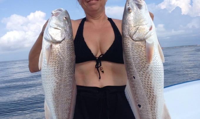 Bull redfish bite at the Dixey Bar in Fort Morgan
