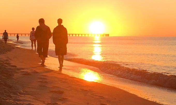 Snowbirds walking on Alabama's Beaches