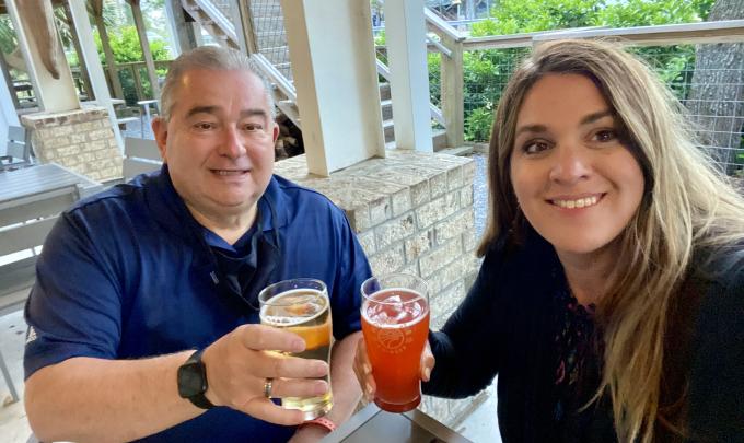 Father and daughter having a beer at Big Beach Brewing Company