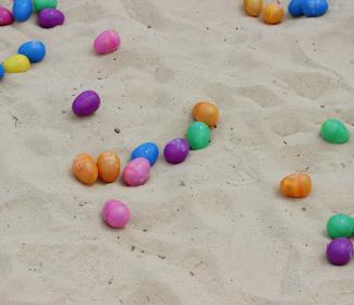 Easter eggs in sand