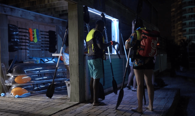 People getting ready for a kayak tour with Sea View Tours in Orange Beach