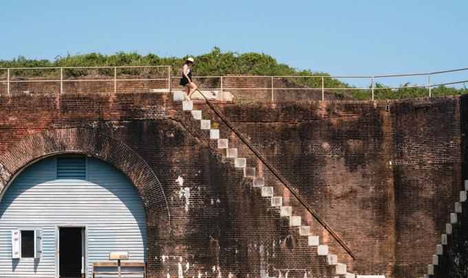 Women walking around Historic Fort Morgan in Gulf Shores 