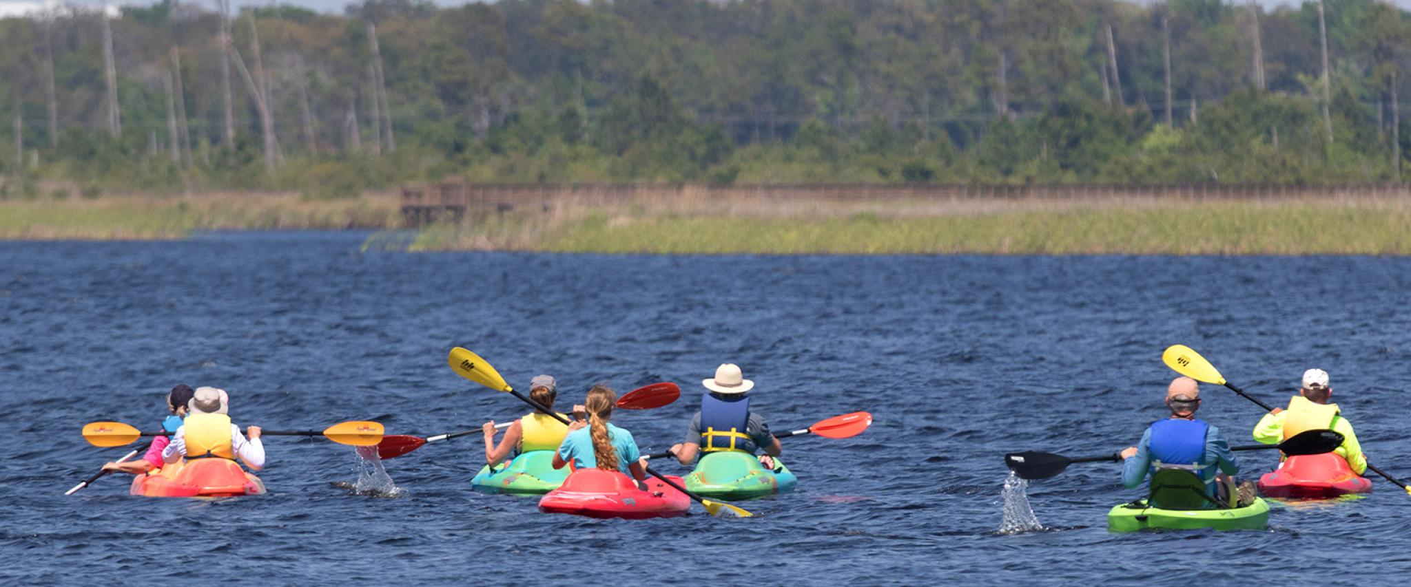 Group of Kayakers on Alabama Gulf Coast