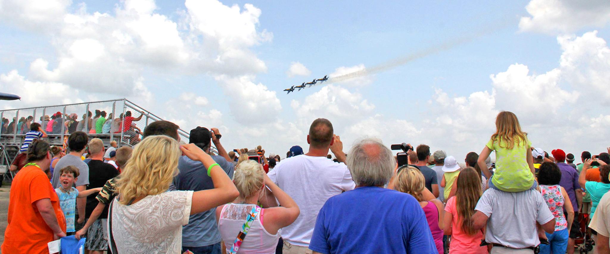 Audience watches Blue Angels Practice