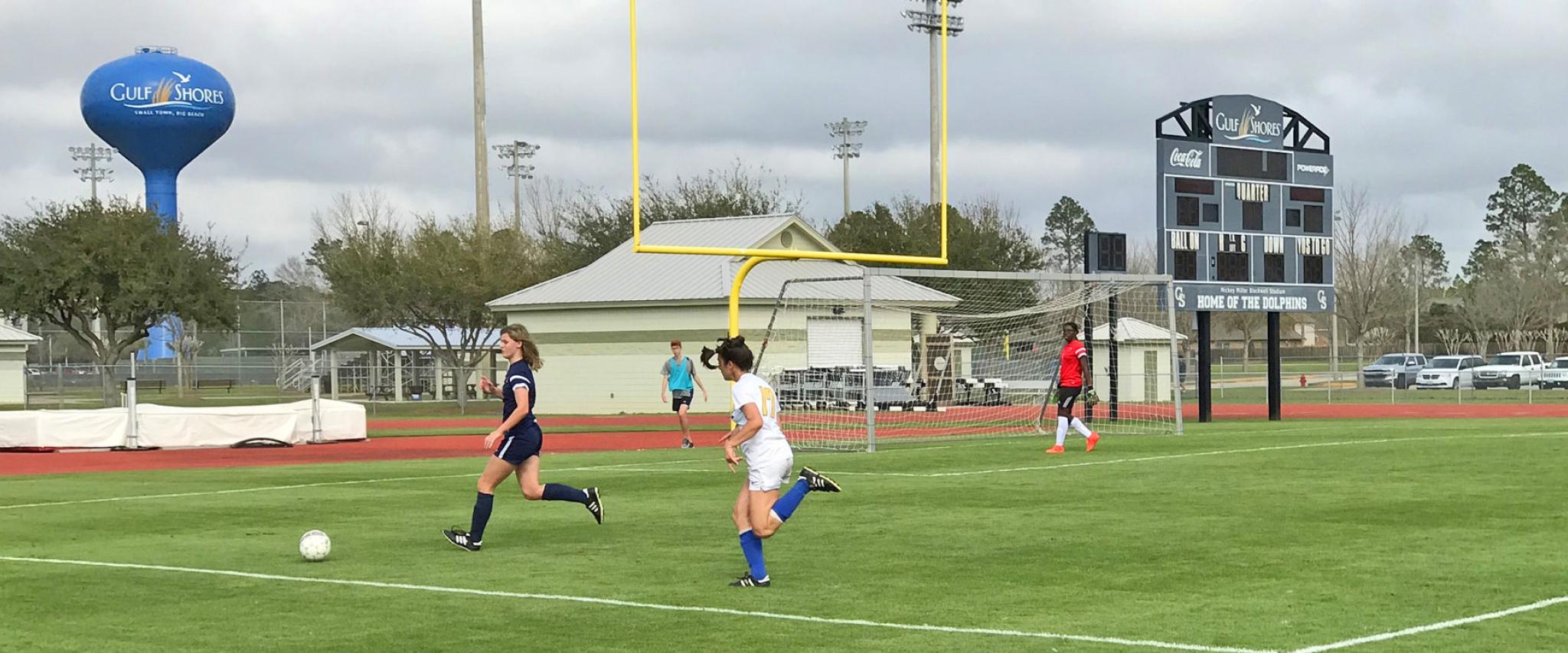 Girls play soccer in Gulf Shores, AL