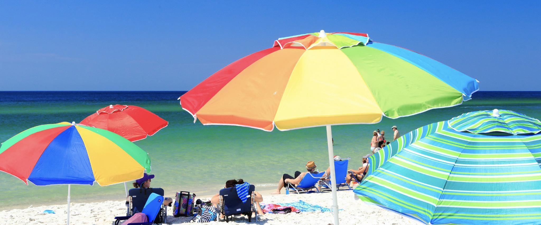 Umbrellas on Alabama's white sand beaches