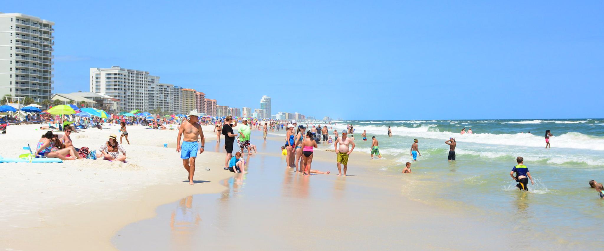 Beach goers enjoy Alabama's white sand beaches