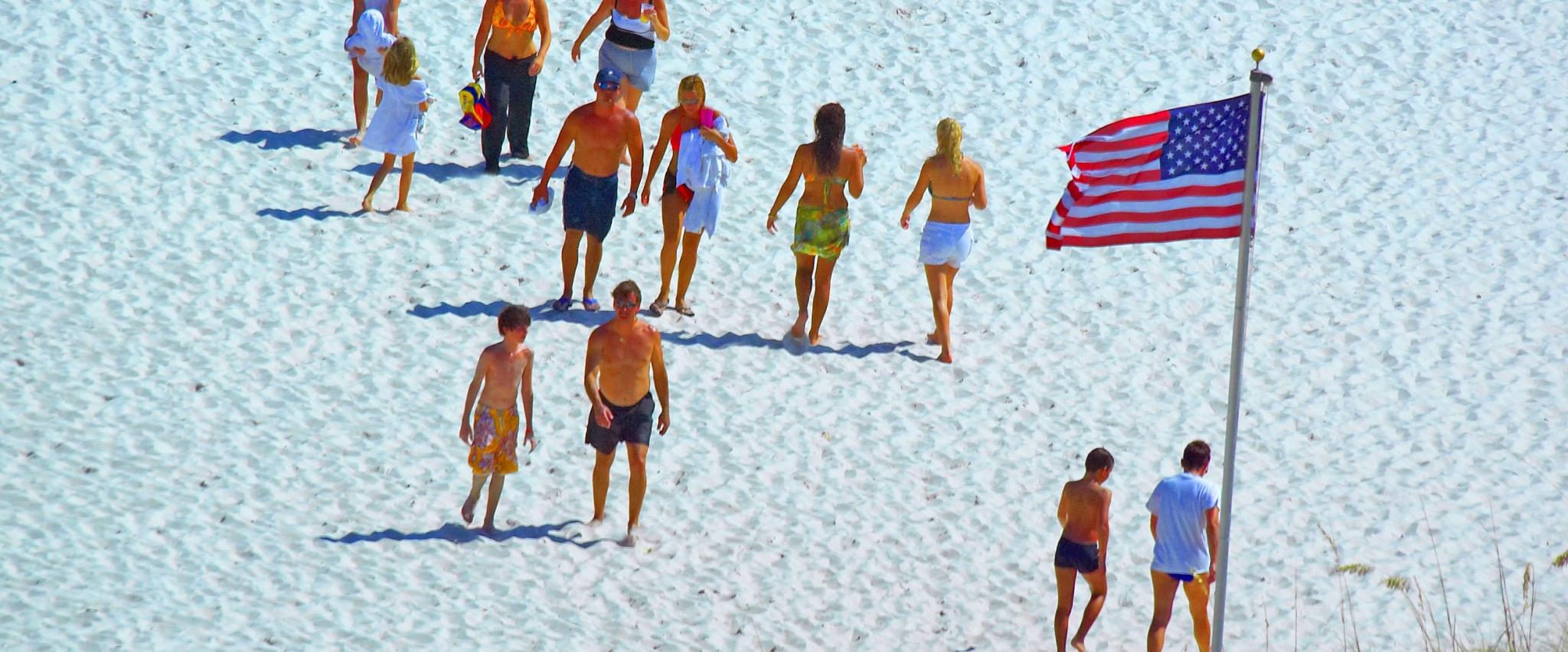 Flag and People on the Beach