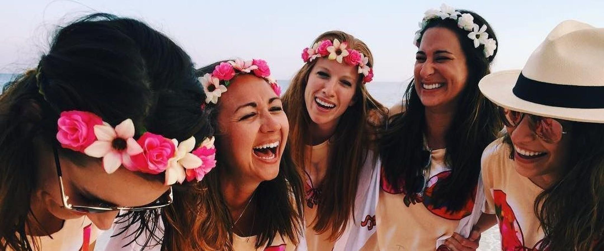 Bride and her friends at the beach in Orange Beach AL
