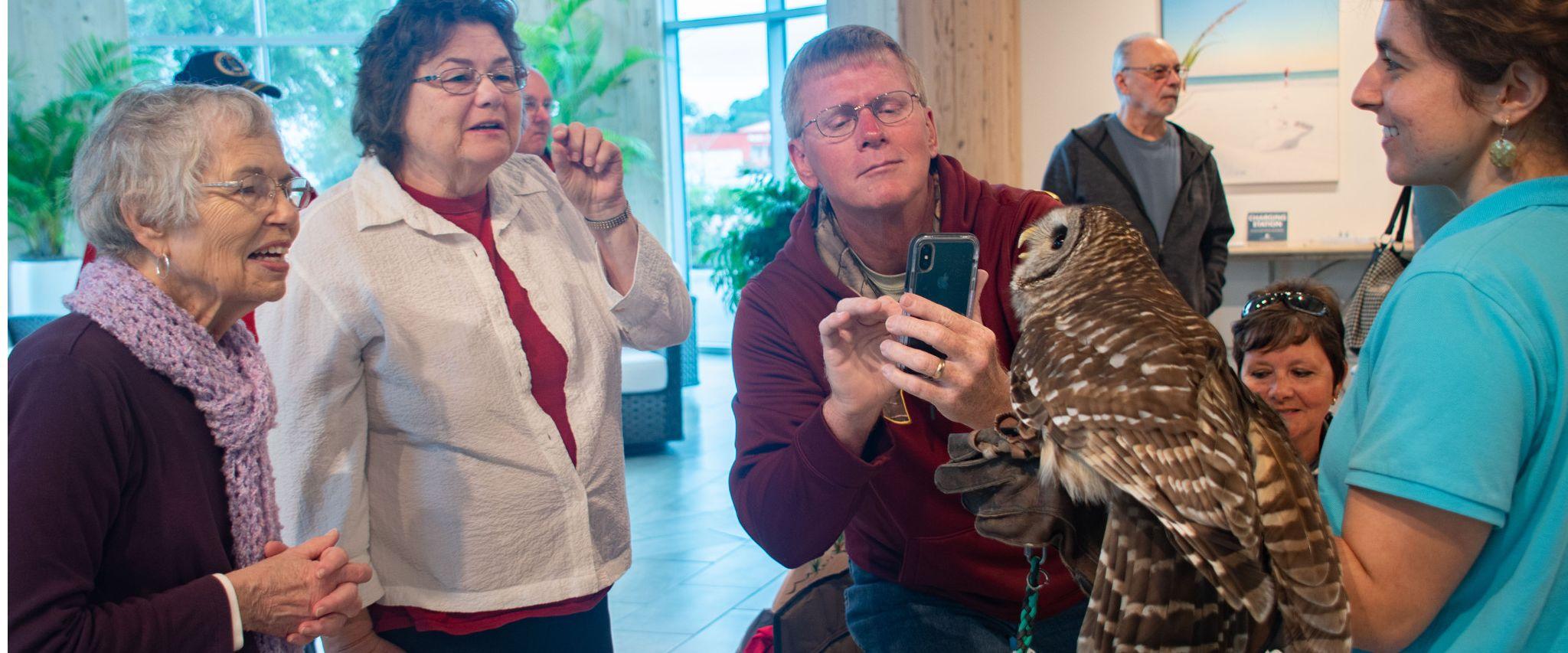 nature lecture with owl at gulf shores welcome center