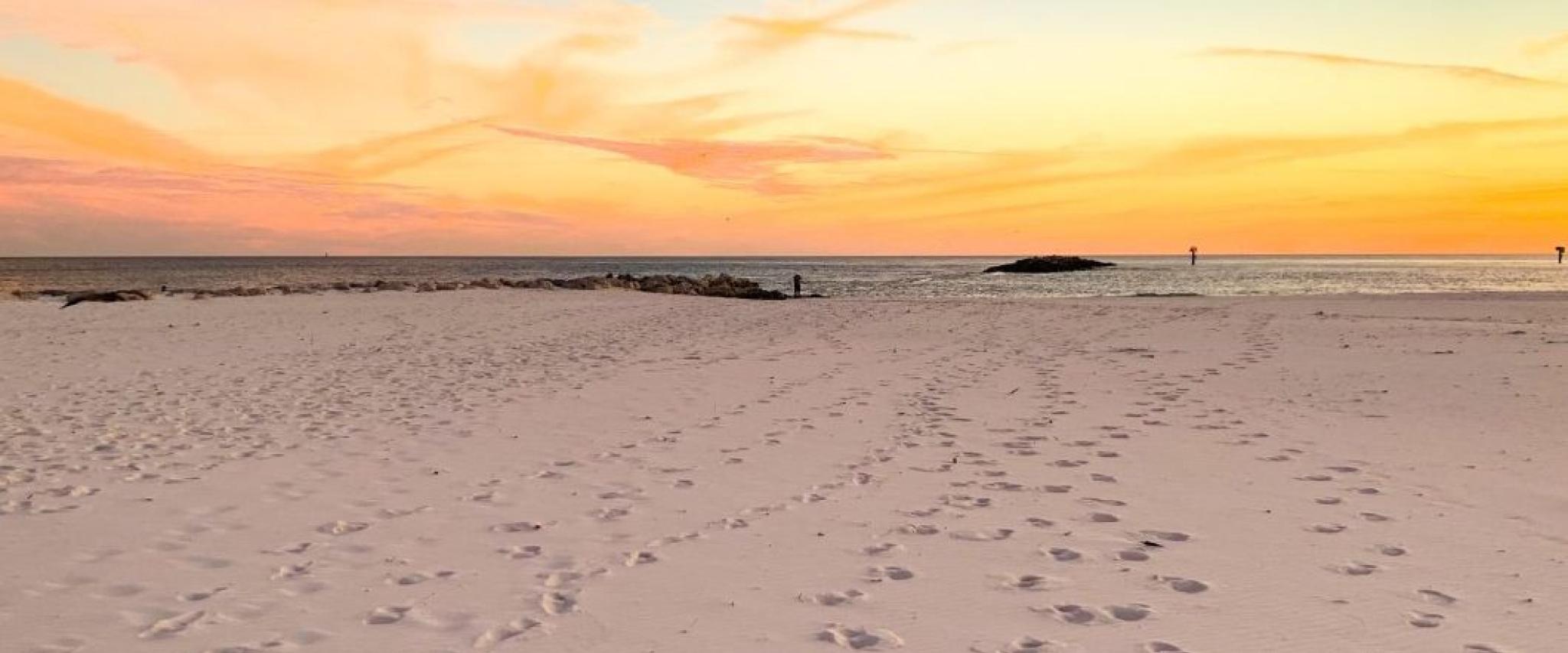 deserted beach at sunset in Orange Beach