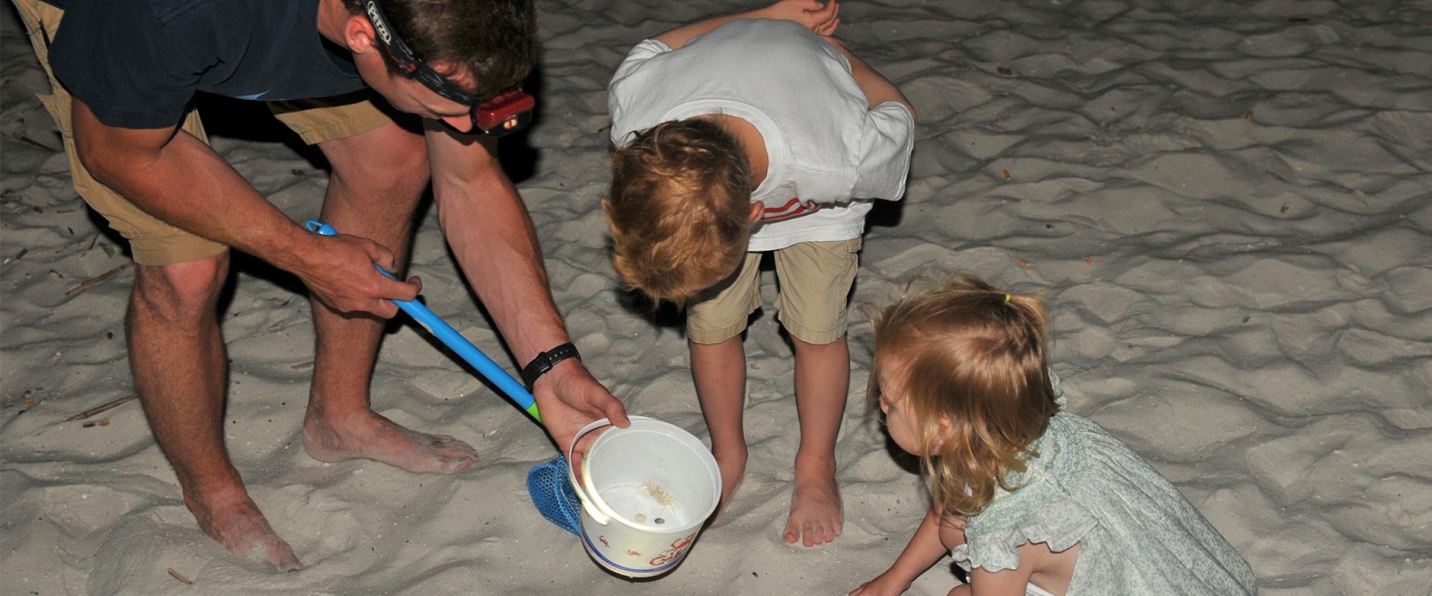Family crab hunting on Alabama's Beaches