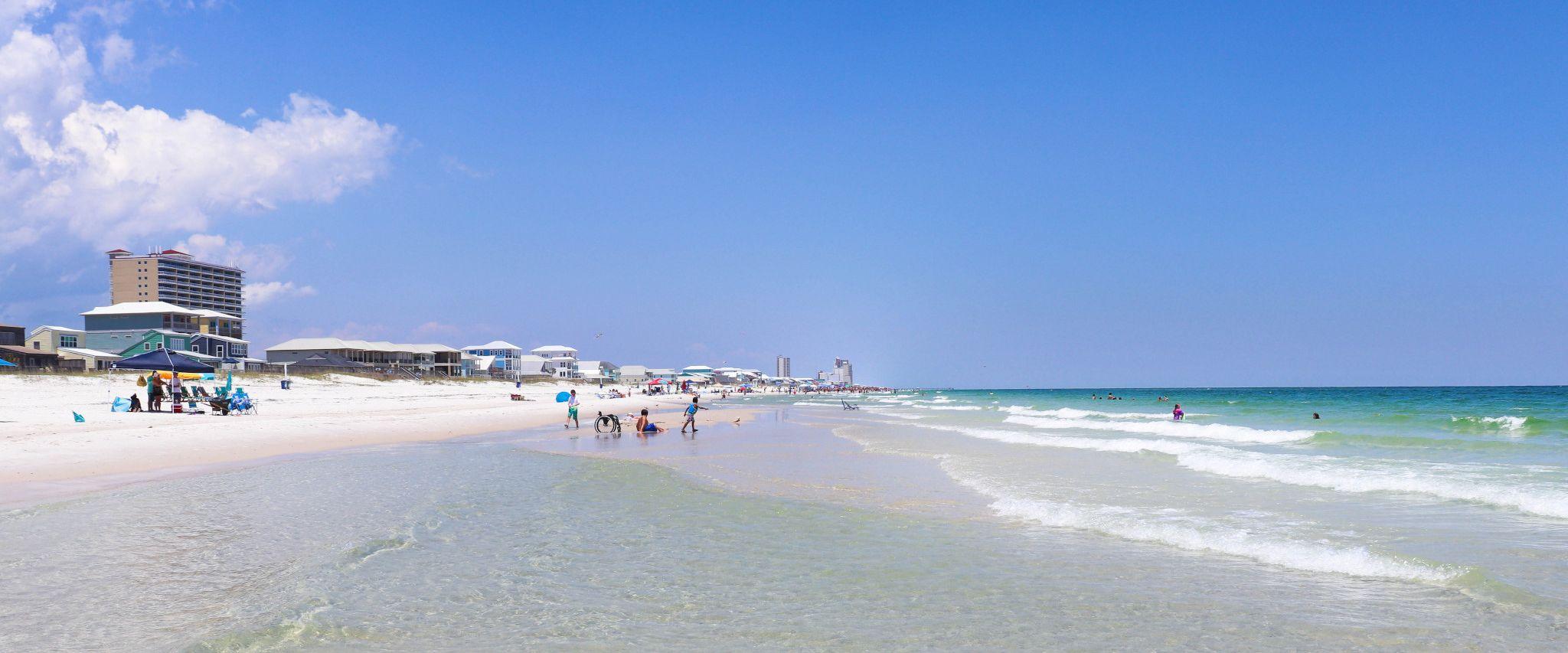 Families on the beach in Gulf Shores, AL