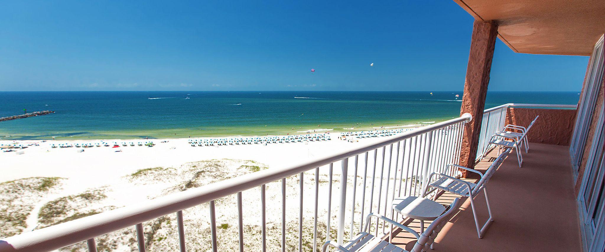 Hotel balcony overlooking Alabama's beaches