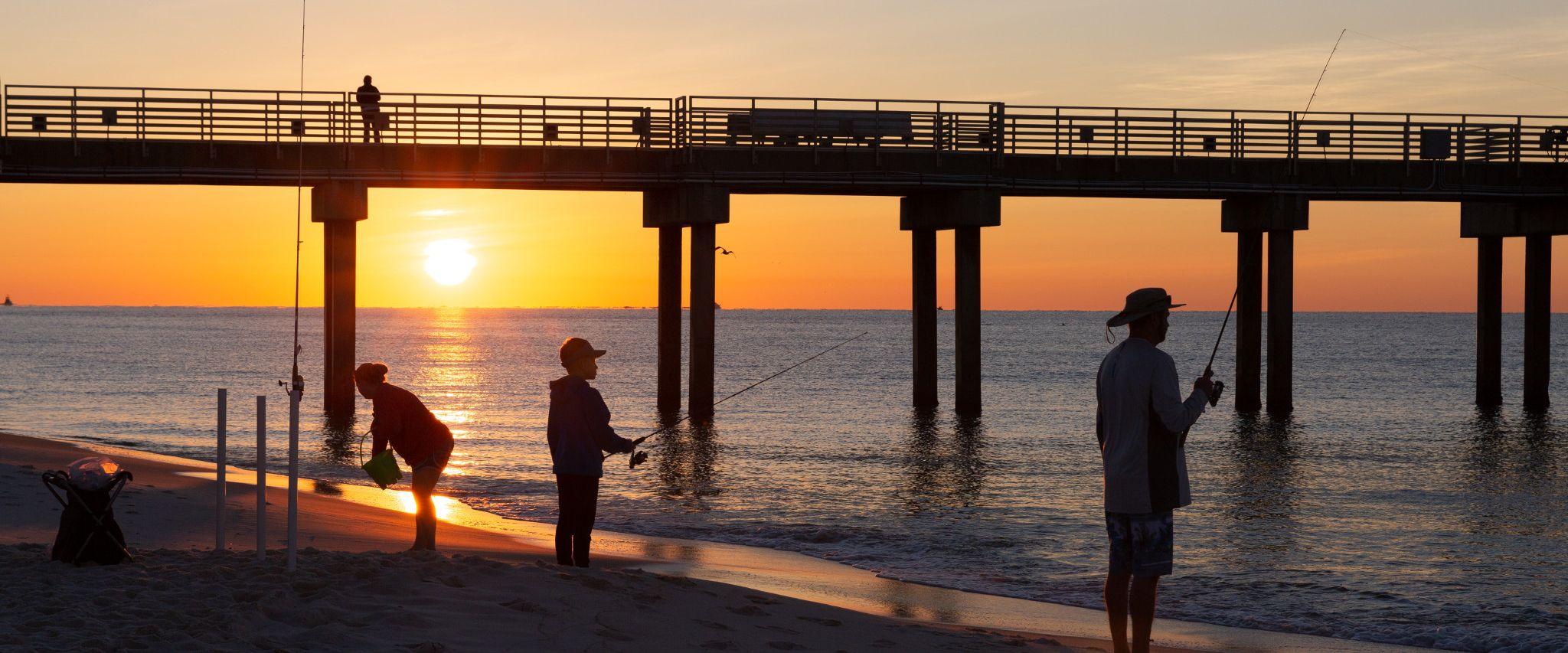 Sunrise surf fishing in Gulf Shores, AL