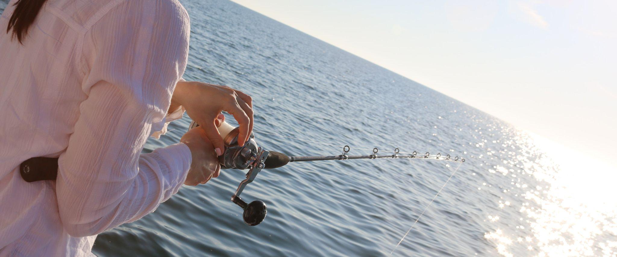 Woman fishing off Alabama's coast