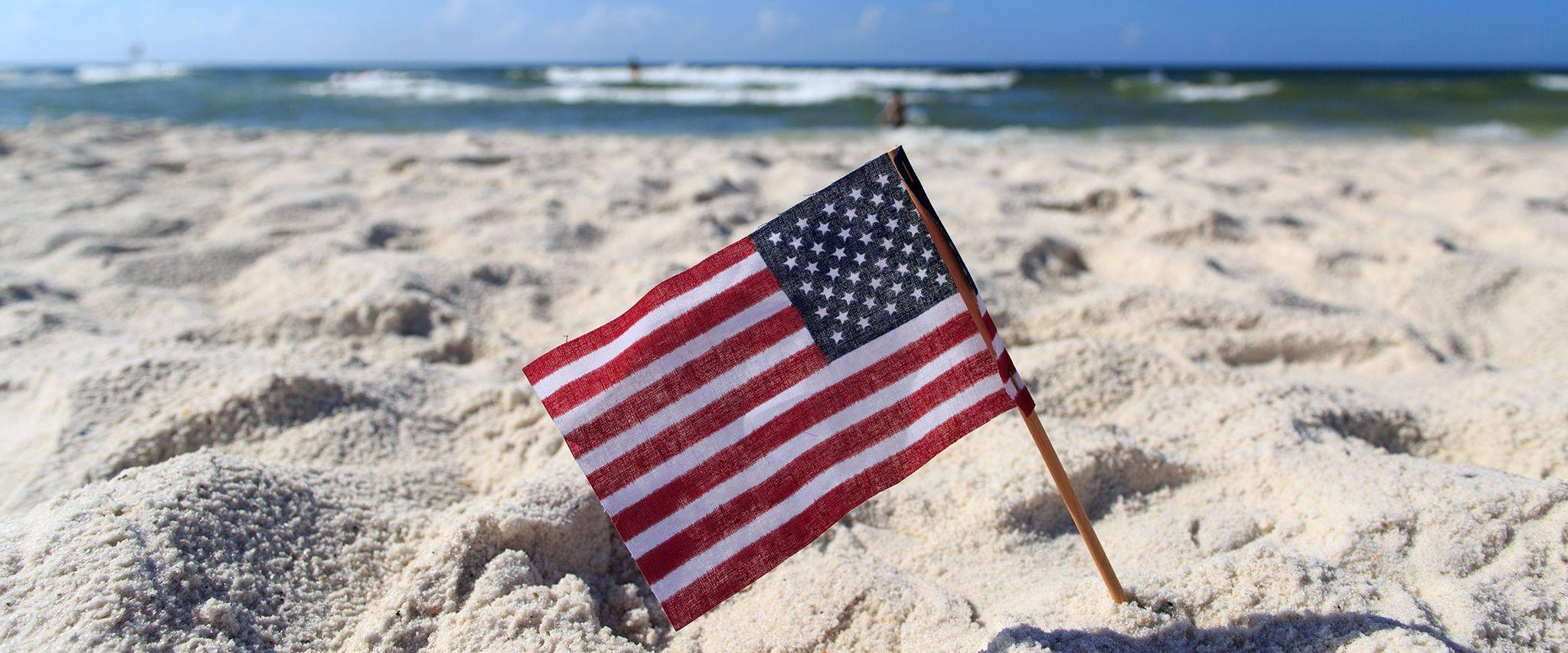 American flag on Alabama's beaches