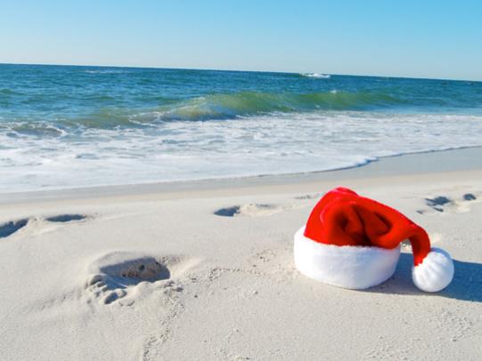 Santa Hat on Alabama's White Sand Beaches